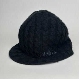 Quiksilver Visor Beanie Unisex One Size Black Cable Knit Lined Winter Hat